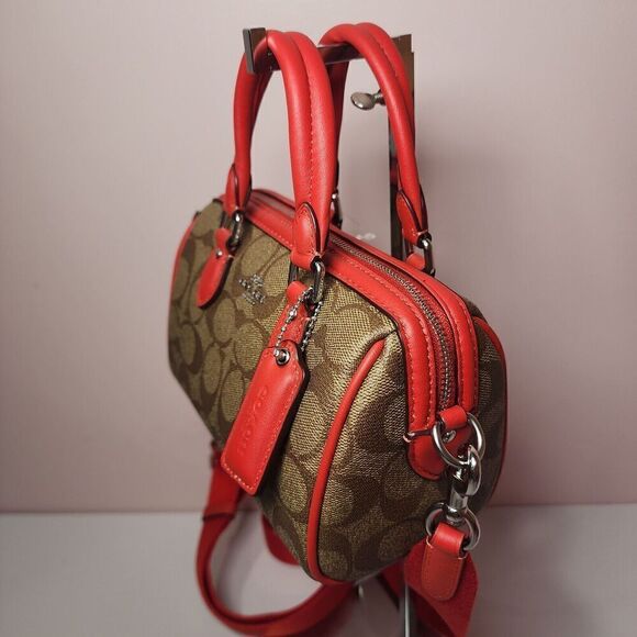 NWT Coach CR338 Mini Rowan Crossbody In Signature Canvas Miami Red - Picture 4 of 7